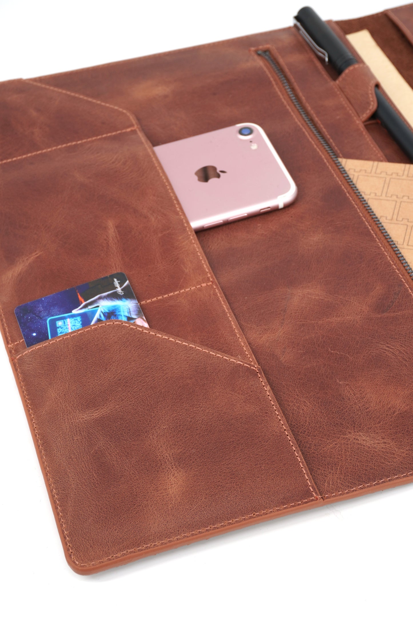 Gerçek Deri Tablet Organizer Kahverengi