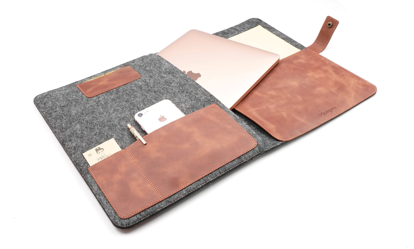 Keçe ve Gerçek Deri 13-14 inç Notebook & Tablet Organizer