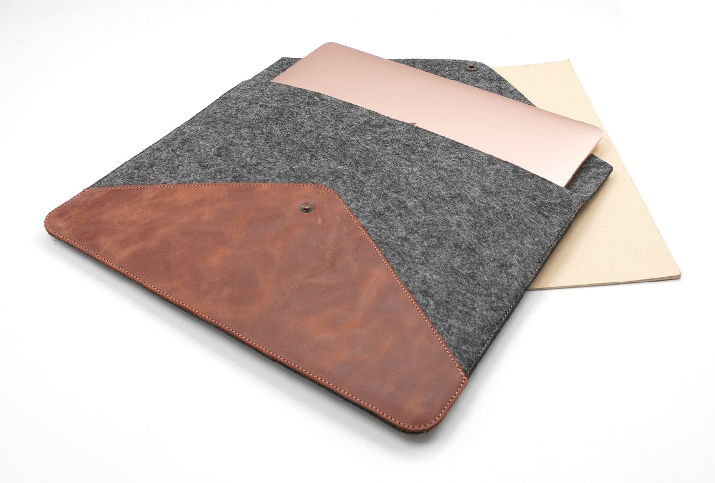 Keçe ve Gerçek Deri Laptop ve Evrak Kılıfı