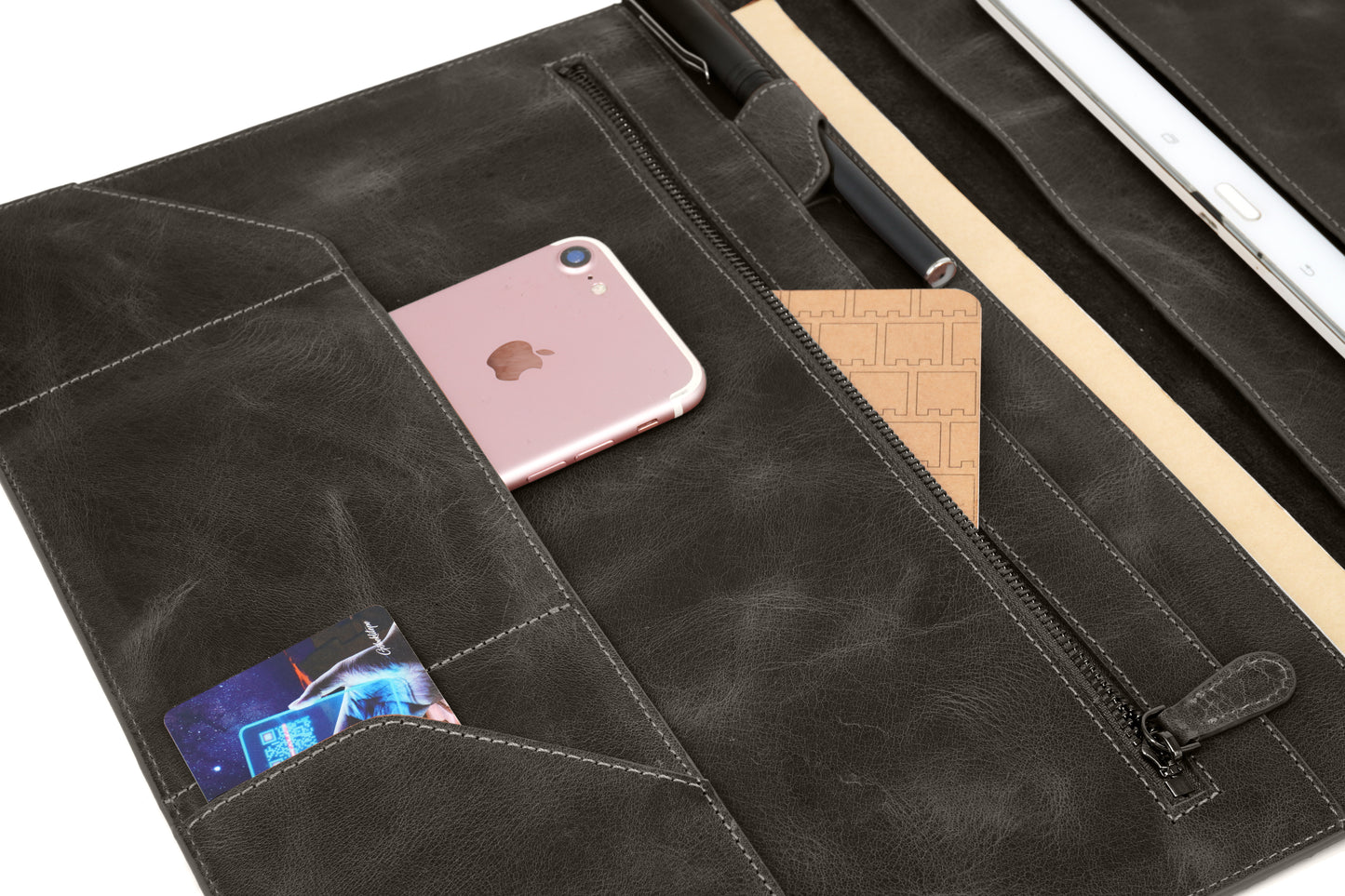 Gerçek Deri Tablet Organizer Siyah